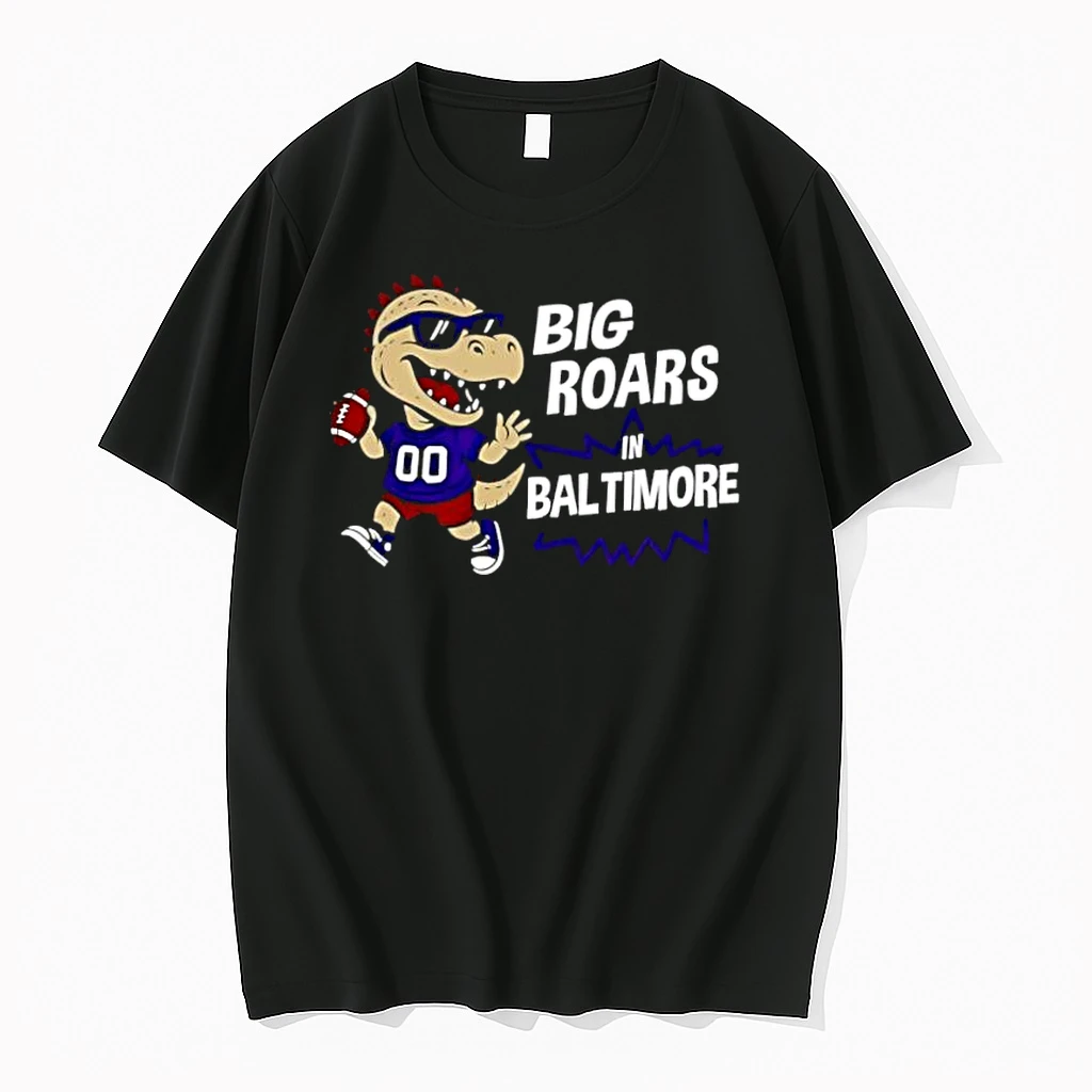 Big Roars In Baltimore Ravens Dinosaur Cartoon Funny Shirts