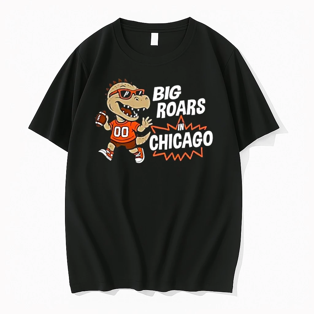 Big Roars In Chicago Bears Dinosaur Cartoon Funny Shirts