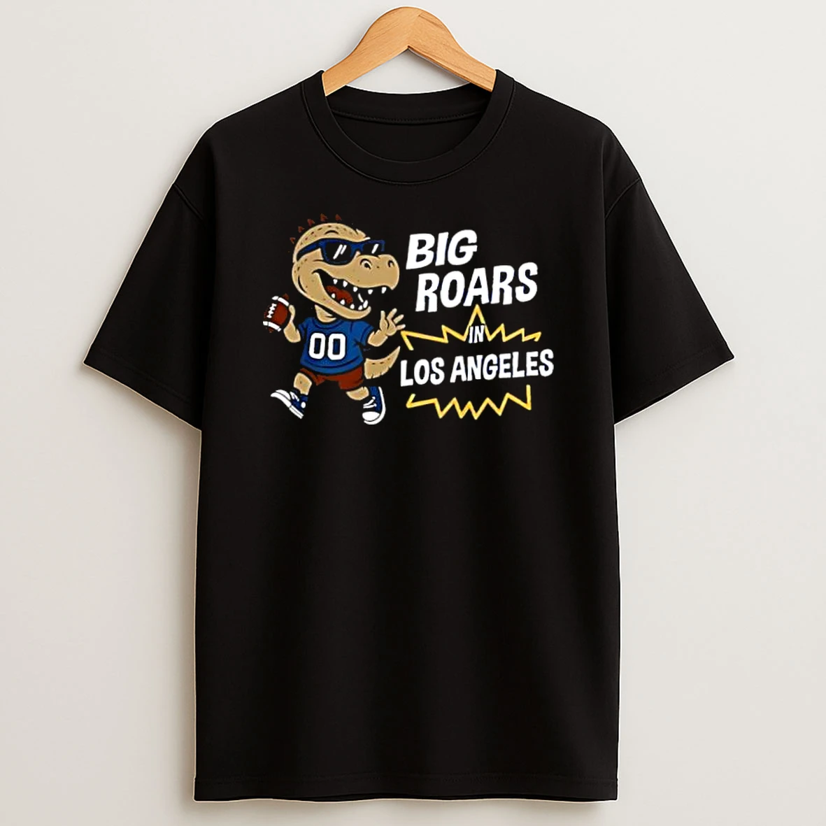 Big Roars In Los Angeles Rams Dinosaur Cartoon Funny Shirts