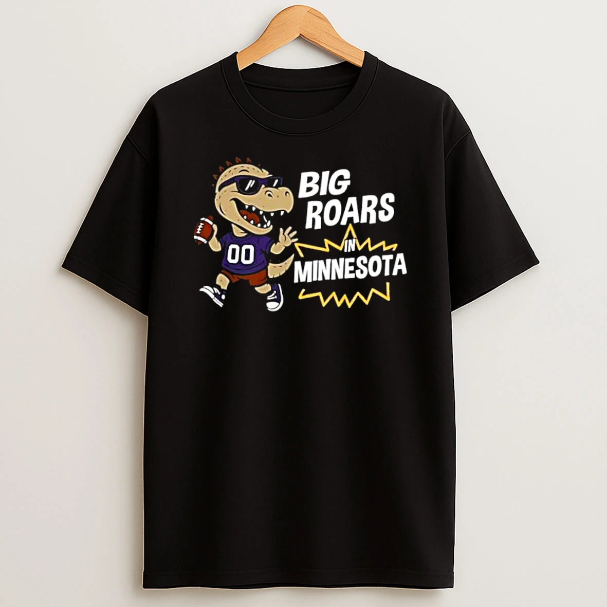 Big Roars In Minnesota Vikings Dinosaur Cartoon Funny Shirts