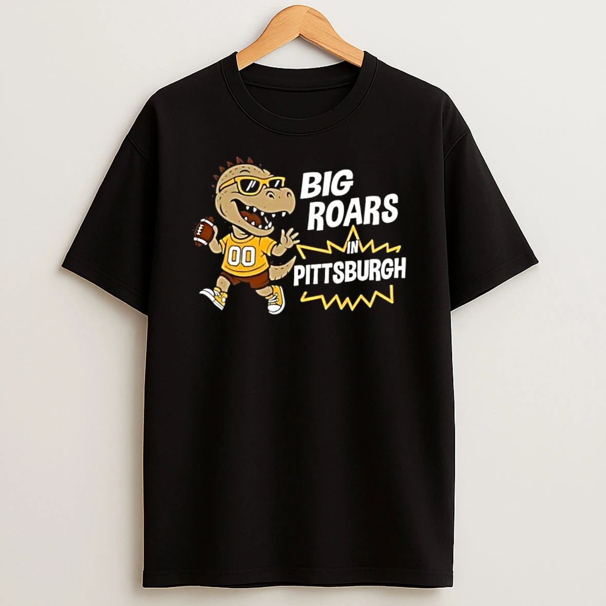 Big Roars In Pittsburgh Steelers Dinosaur Cartoon Funny Shirts