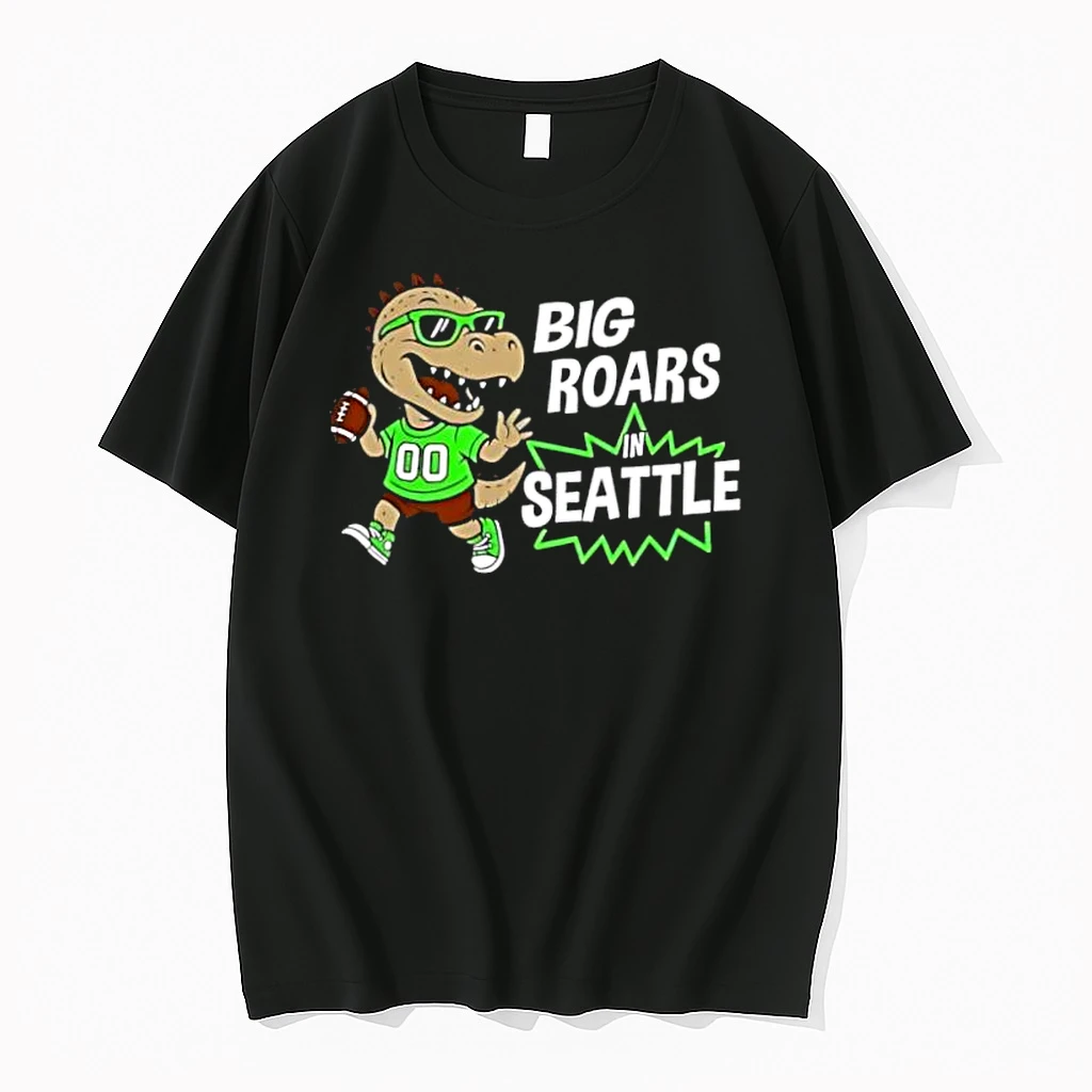 Big Roars In Seattle Seahawks Dinosaur Cartoon Funny Shirts