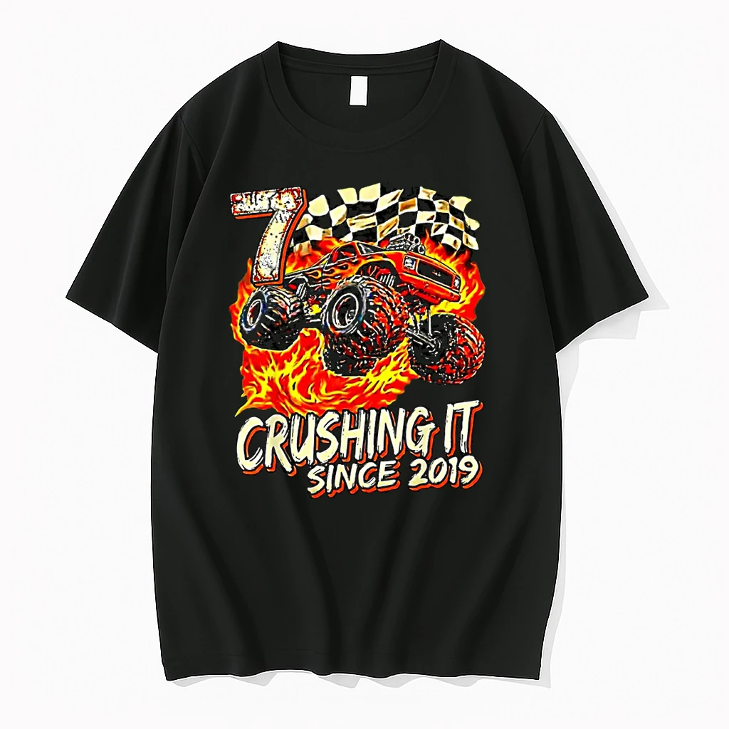 Birthday Monster Truck Boy 7 Year Old Crushing It Since 2019 Shirts