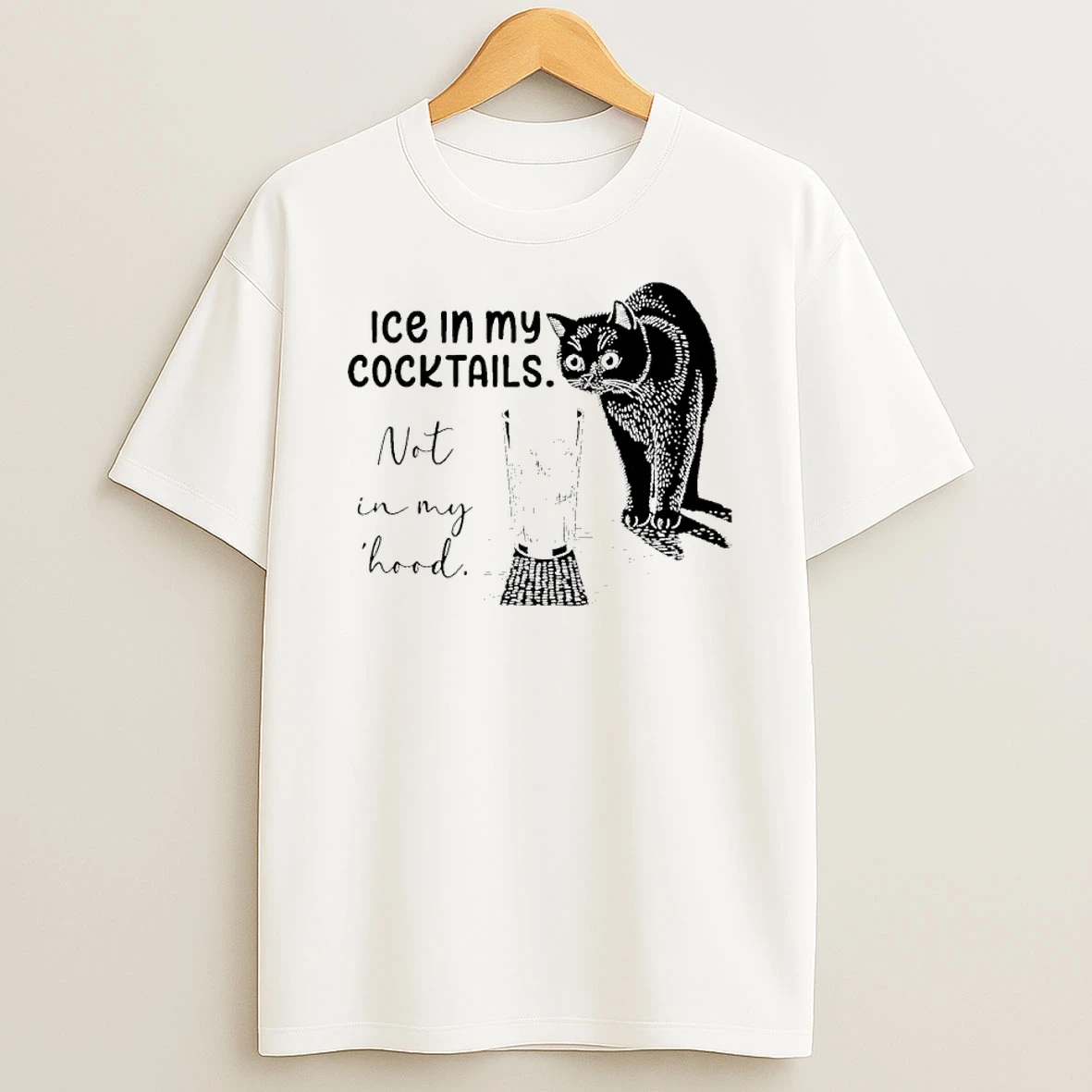 Black Cat Anti Ice Protest Ice In My Cocktails Not In My Hood Shirts