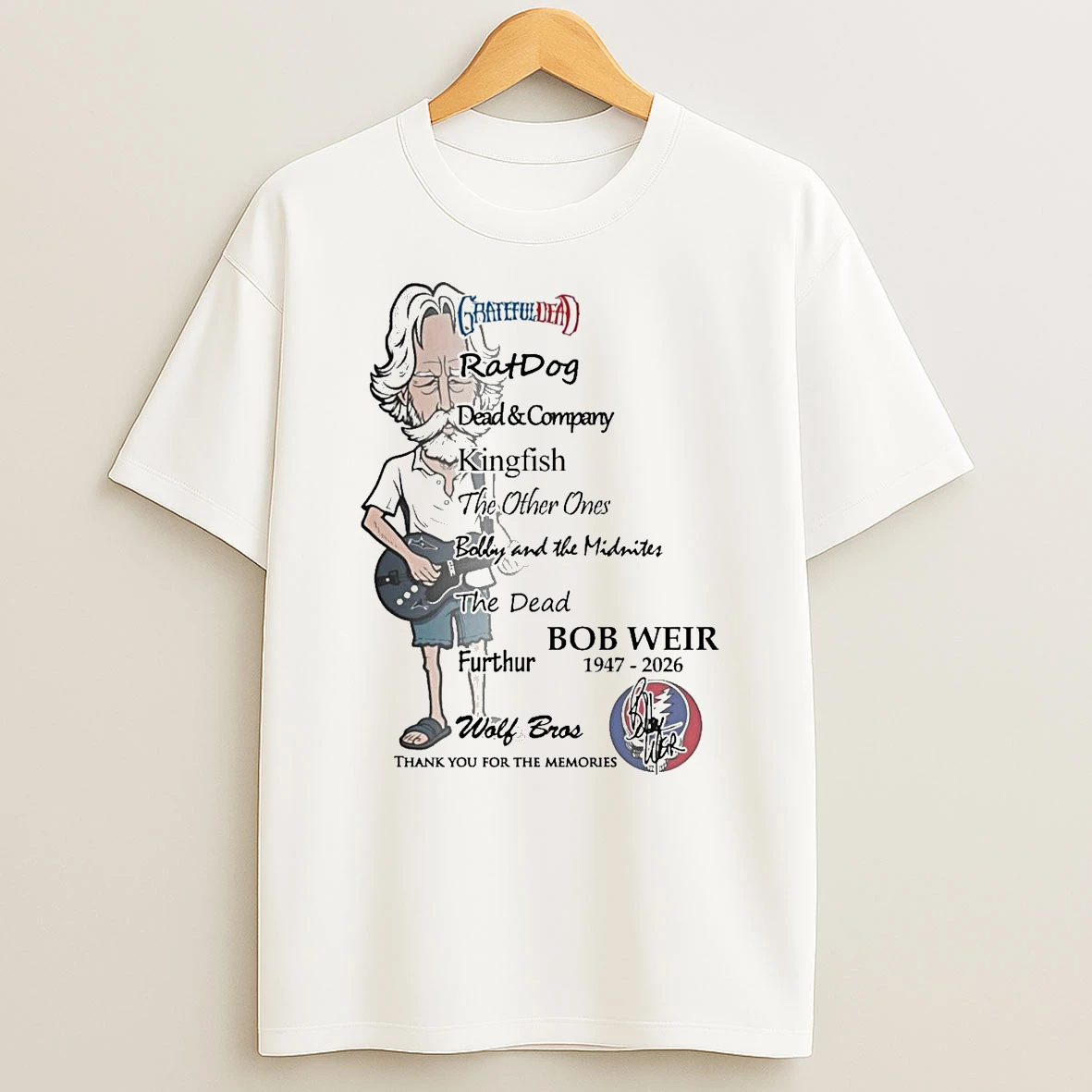 Bob Weir 1947 2026 Grateful Dead Song Text Thank You For The Memories Signature Shirts