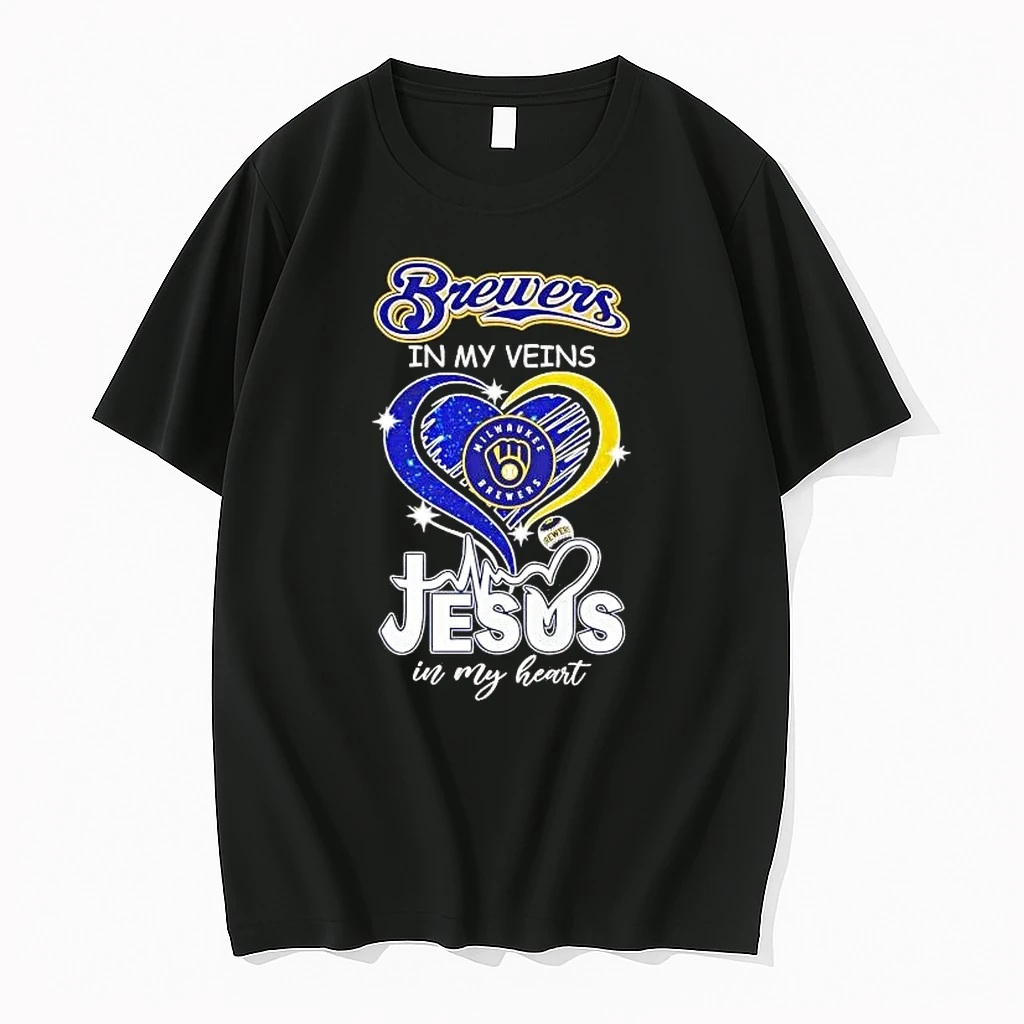 Brewers In My Veins Jesus In My Heart Diamond Heart Shirts