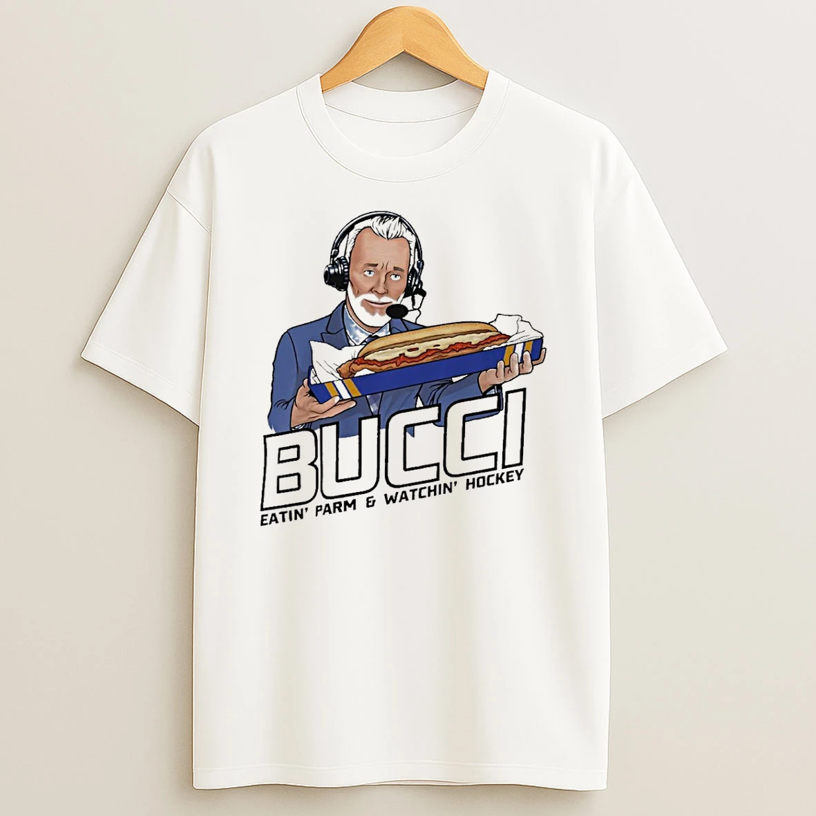 Bucci Eatin Parm And Watchin Hockey Shirts