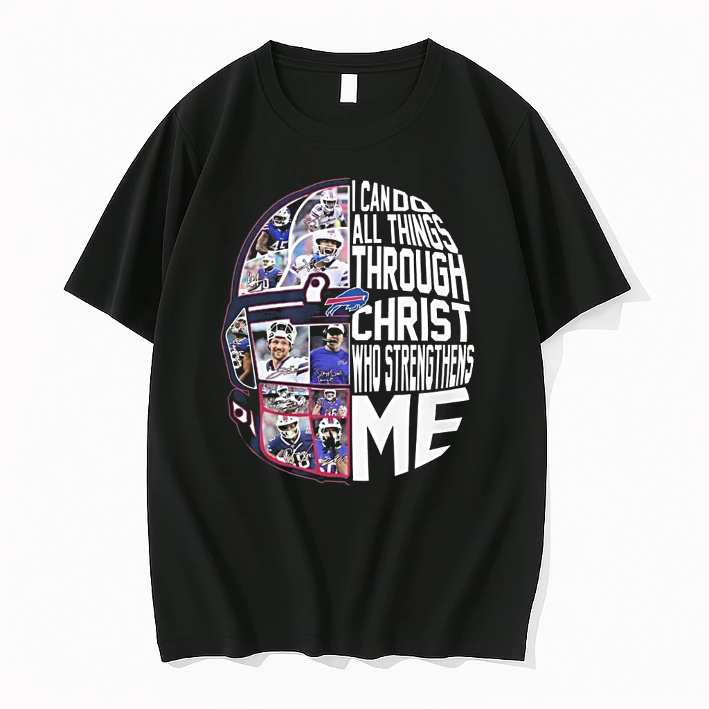 Buffalo Bills I Can Do All Things Through Christ Who Strengthens Me Helmet Players Signatures 2026 Shirts