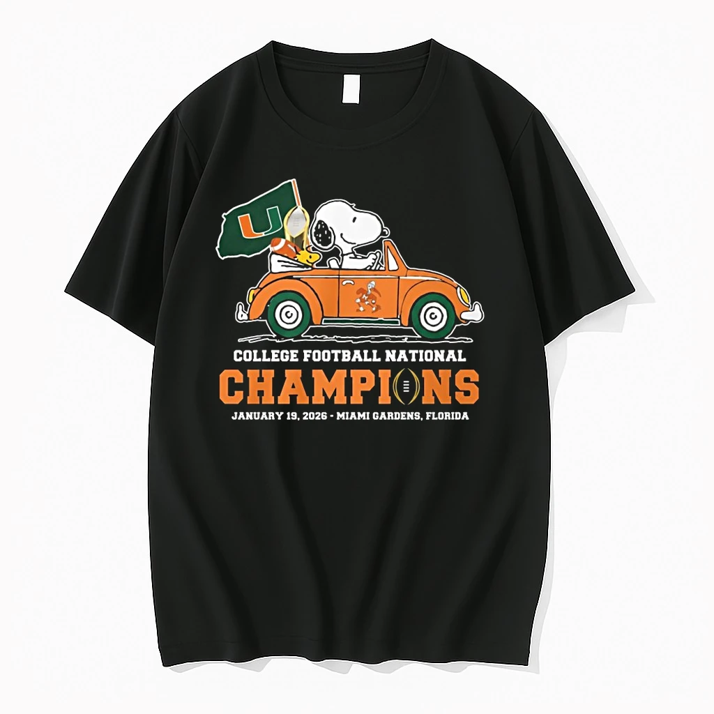 Cfp Champions January 19 2026 Miami Hurricanes X Snoopy Miami Gardens Fl Shirts