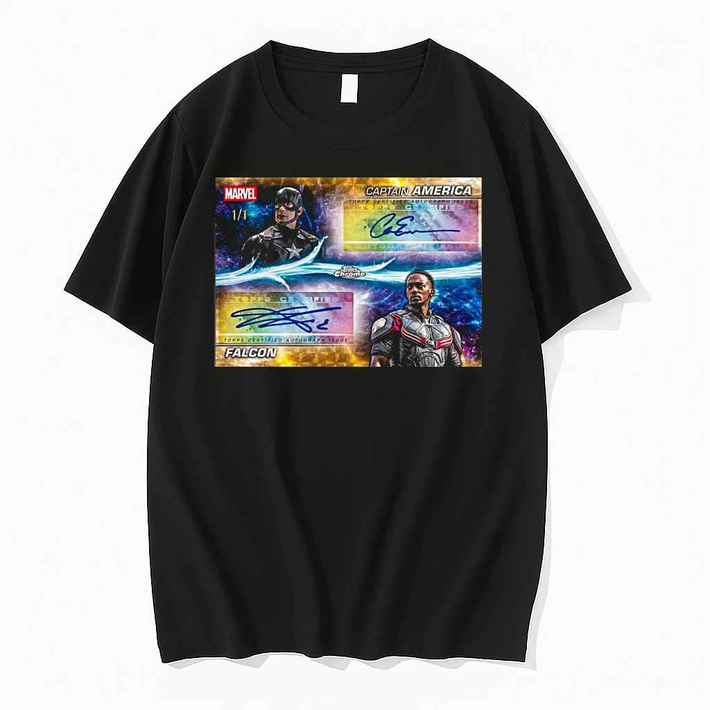 Captain America Chris Evans And Falcon Anthony Mackie Topps Certified Autograph Issue Signatures Shirts