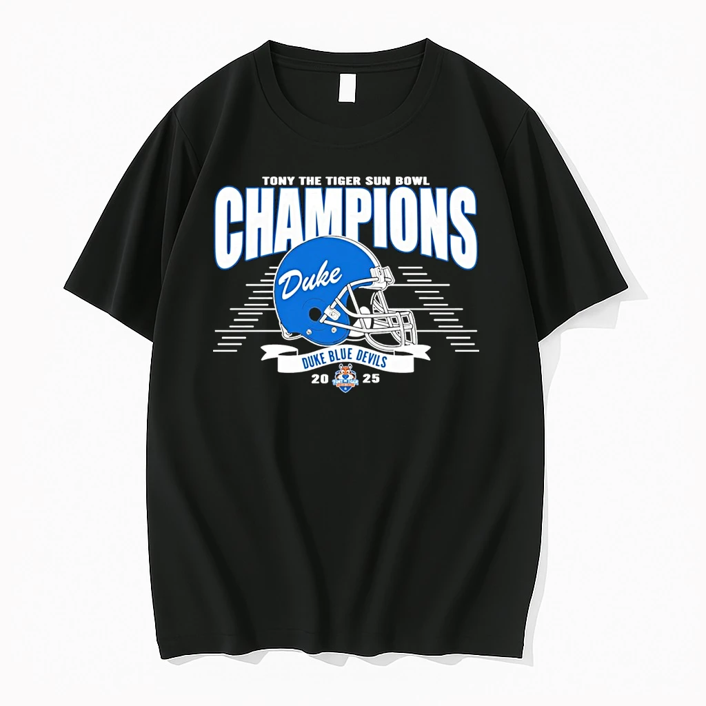 Celebrate 2025 Tony The Tiger Sun Bowl Champions Duke Blue Devils Helmets Football Shirts