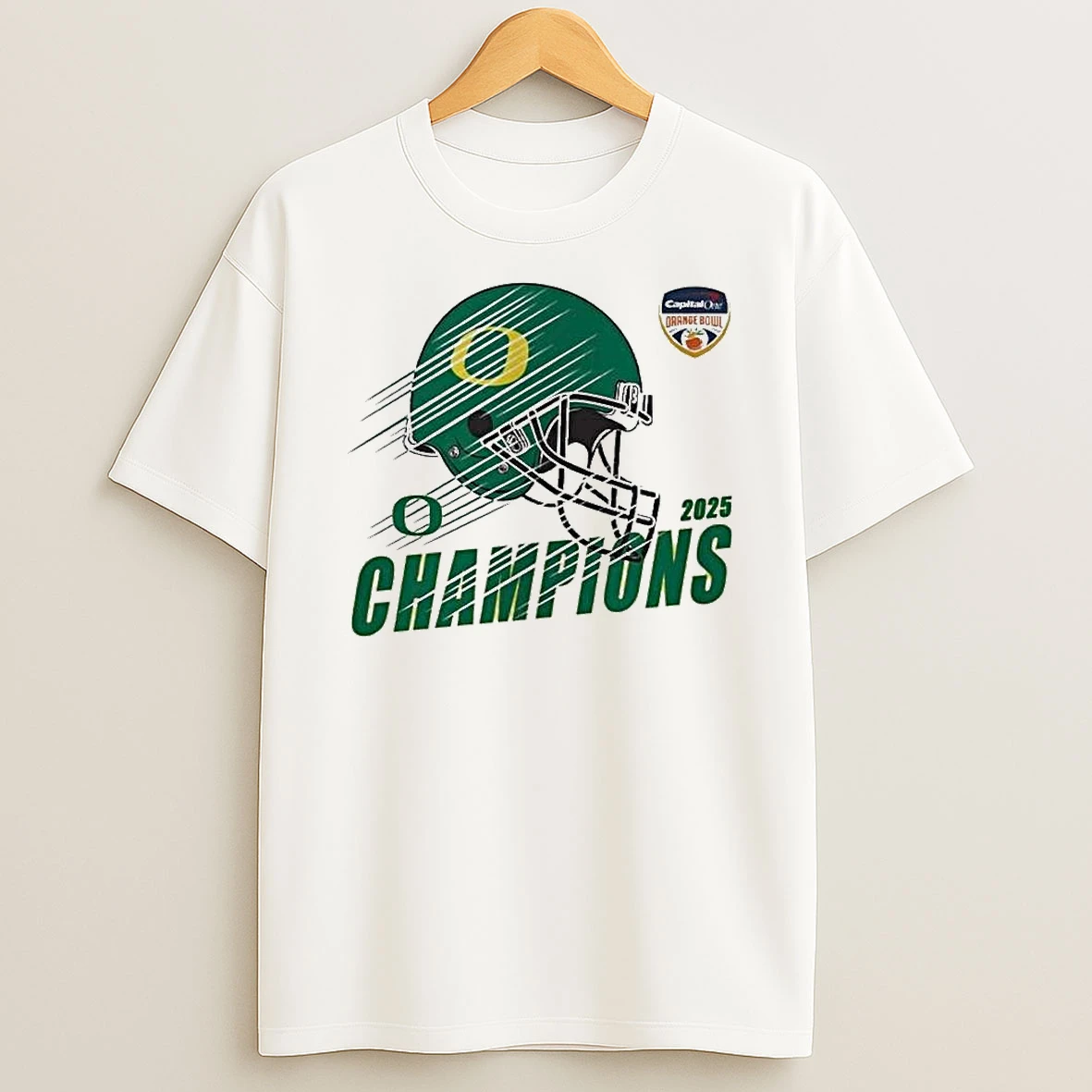 Celebrate 2026 Orange Bowl Champions Oregon Ducks To Champions 2026 Capital One Orange Bowl Helmet Shirts