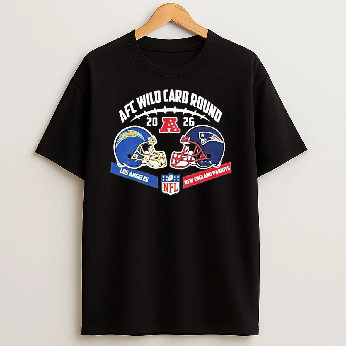 Chargers Vs Patriots 2026 Afc Wild Card Round Helmet Matchup Shirts