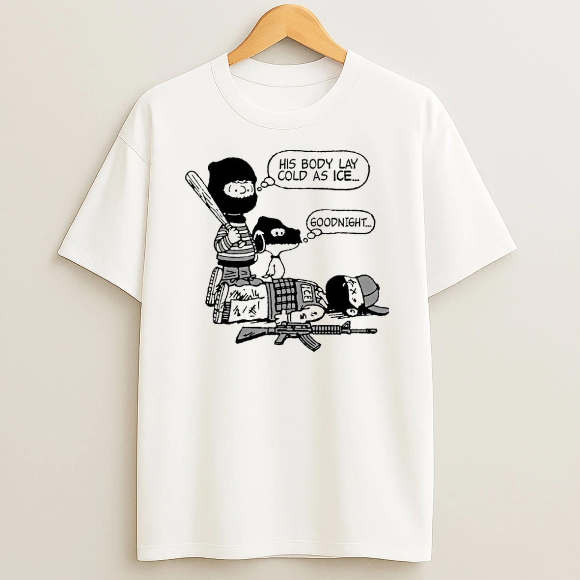 Charlie Brown And Snoopy His Body Lay Cold As Ice Goodnight Shirts