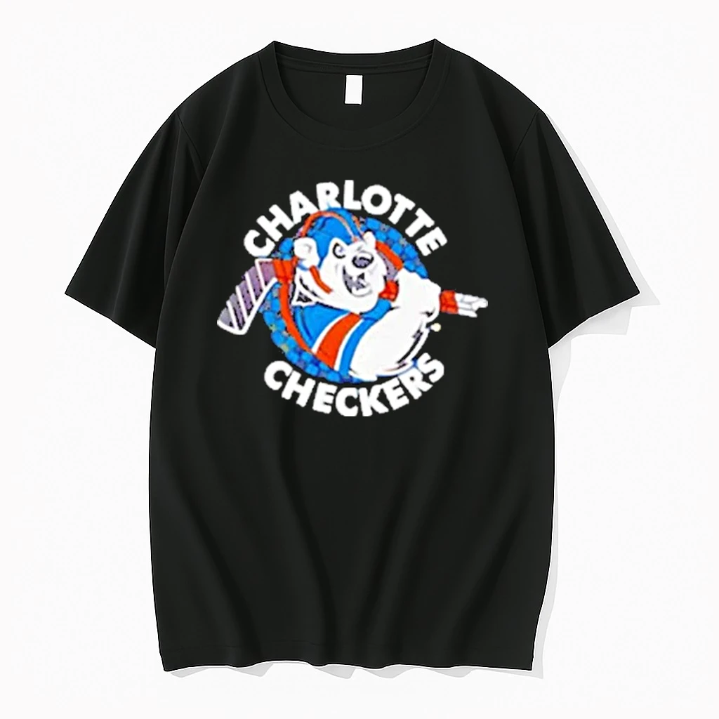 Charlotte Checkers Retro Logo Sky Shirts