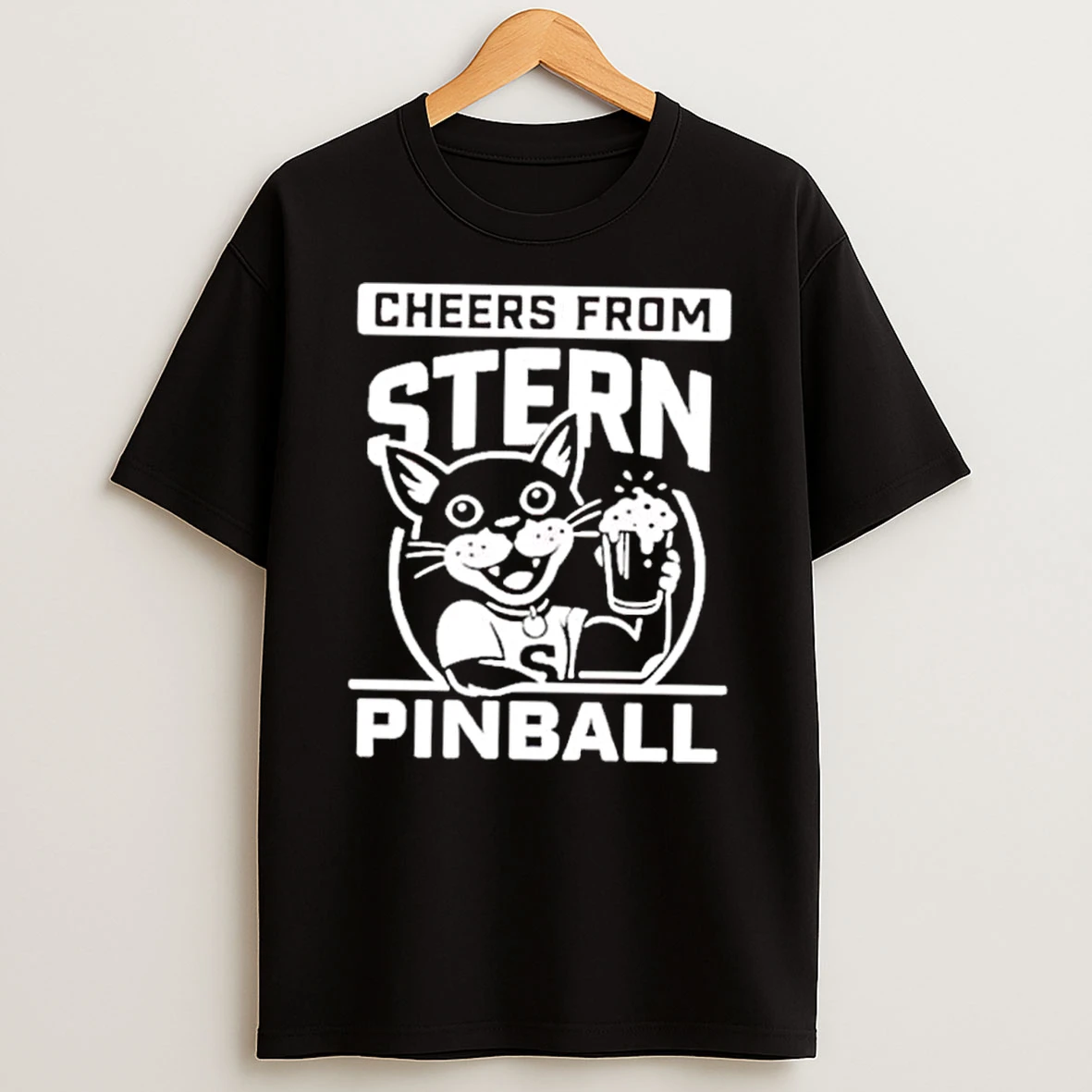 Cheers From Stern Pinball Cartoon Cat Drinking Beer Shirts