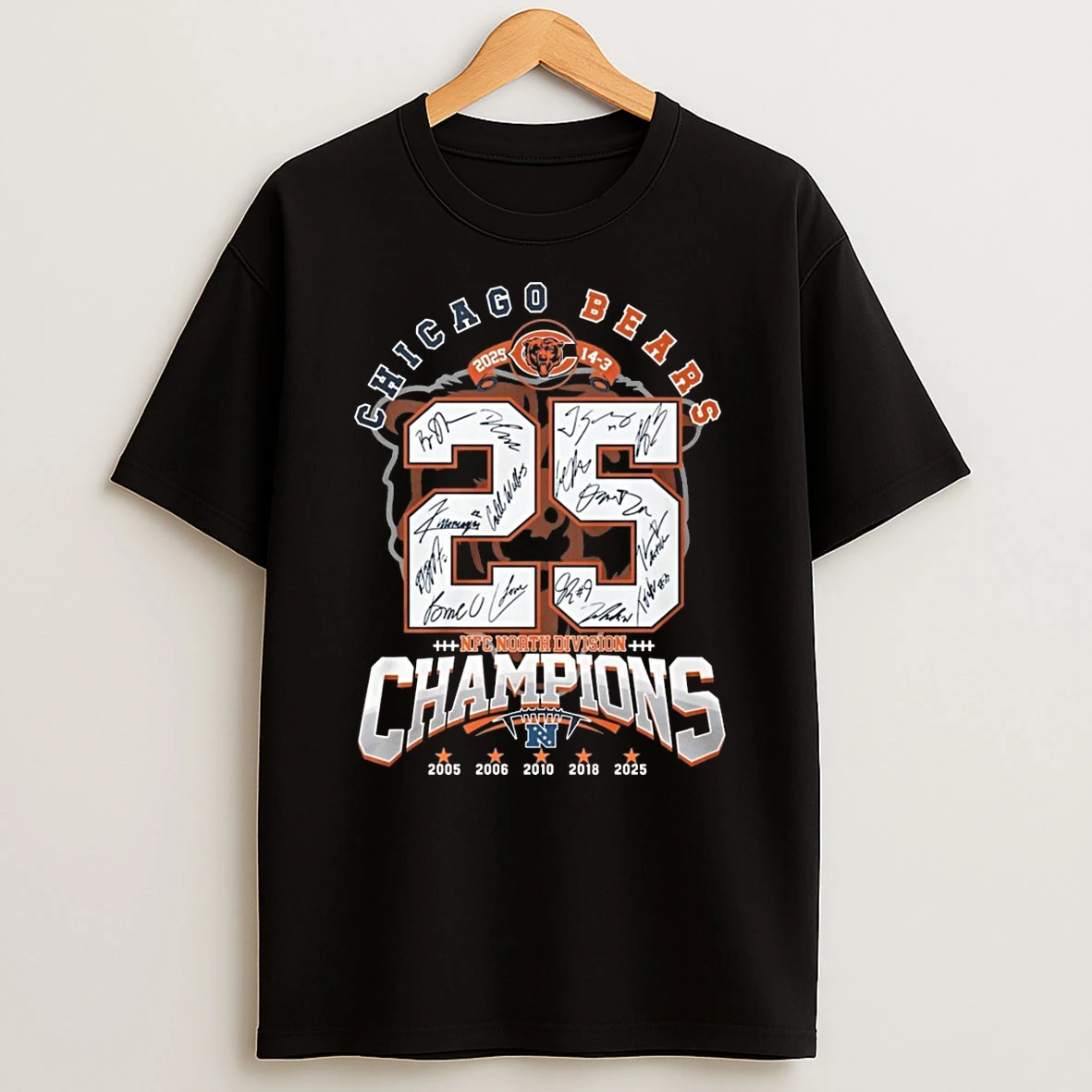 Chicago Bears 2025 14 3 Nfc North Division Champions 2005 2025 Signatures Shirts