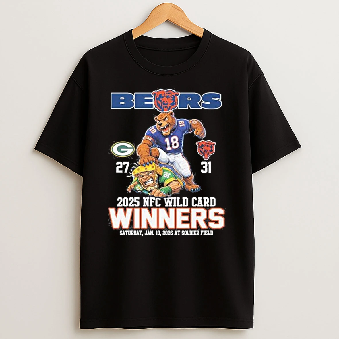 Chicago Bears 31 27 Packers 2025 Nfc Wild Card Winners Shirts