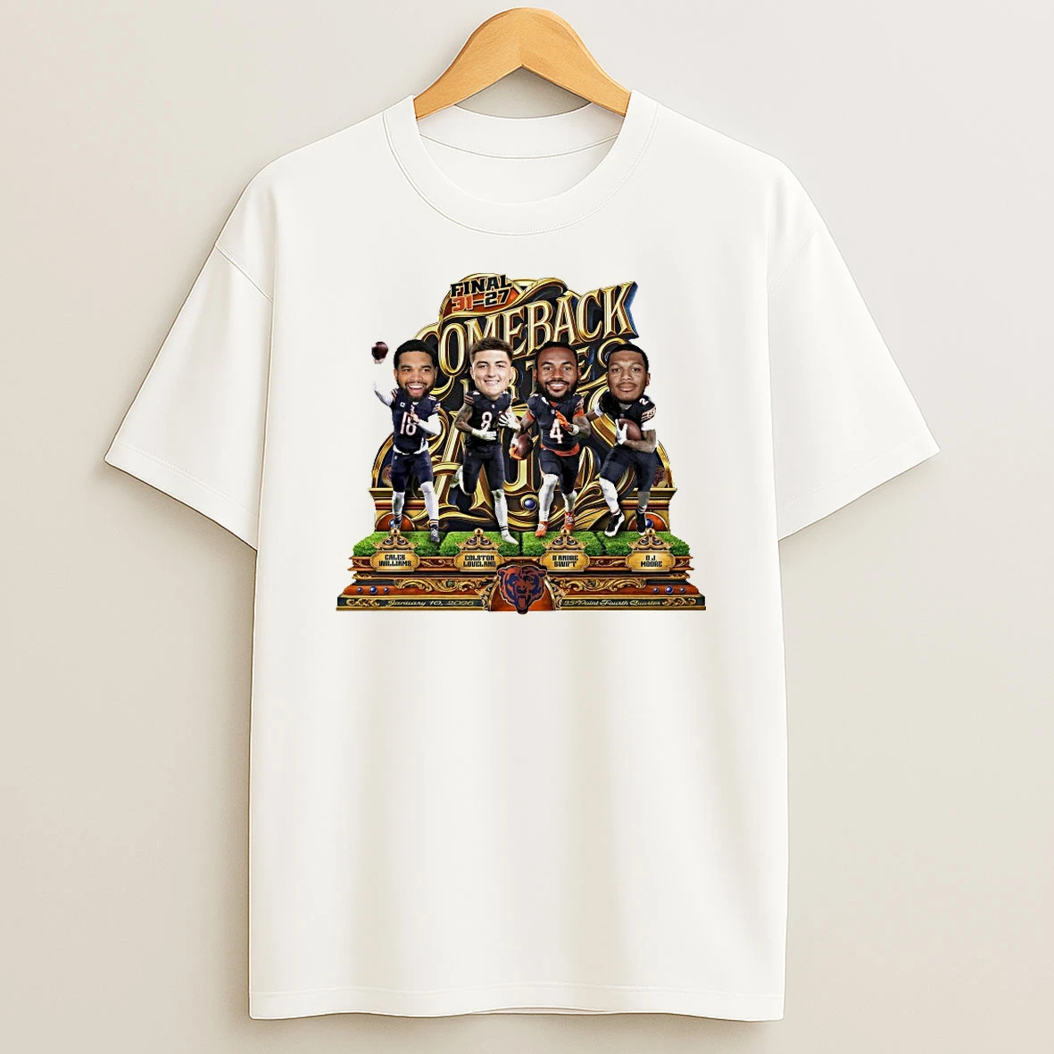 Chicago Bears Comeback Of The Ages Nfl Wild Card Mini Bobblehead Scene Shirts
