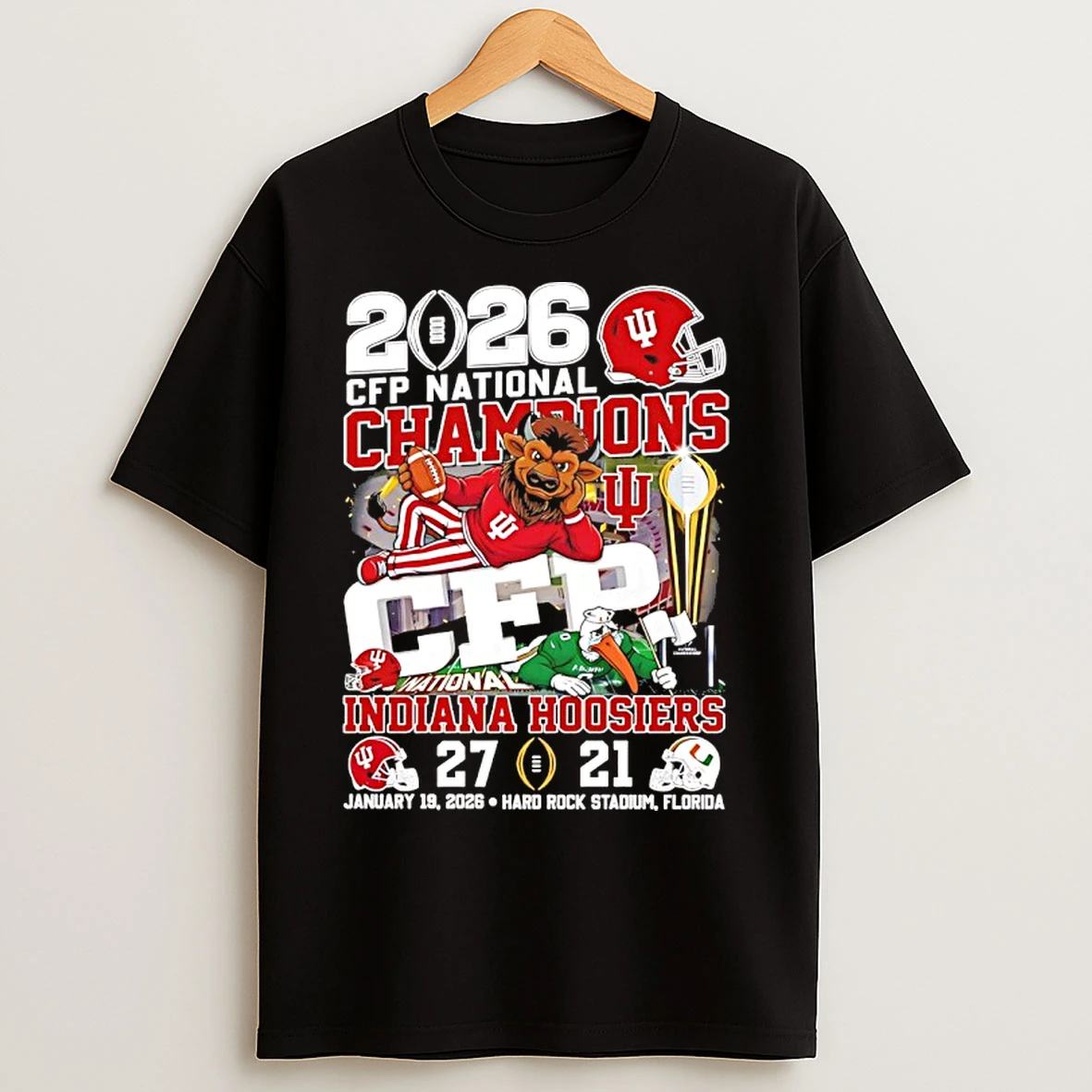 Classic 2026 Cfp National Champions Indiana Hoosiers Bison Trophy T Shirts