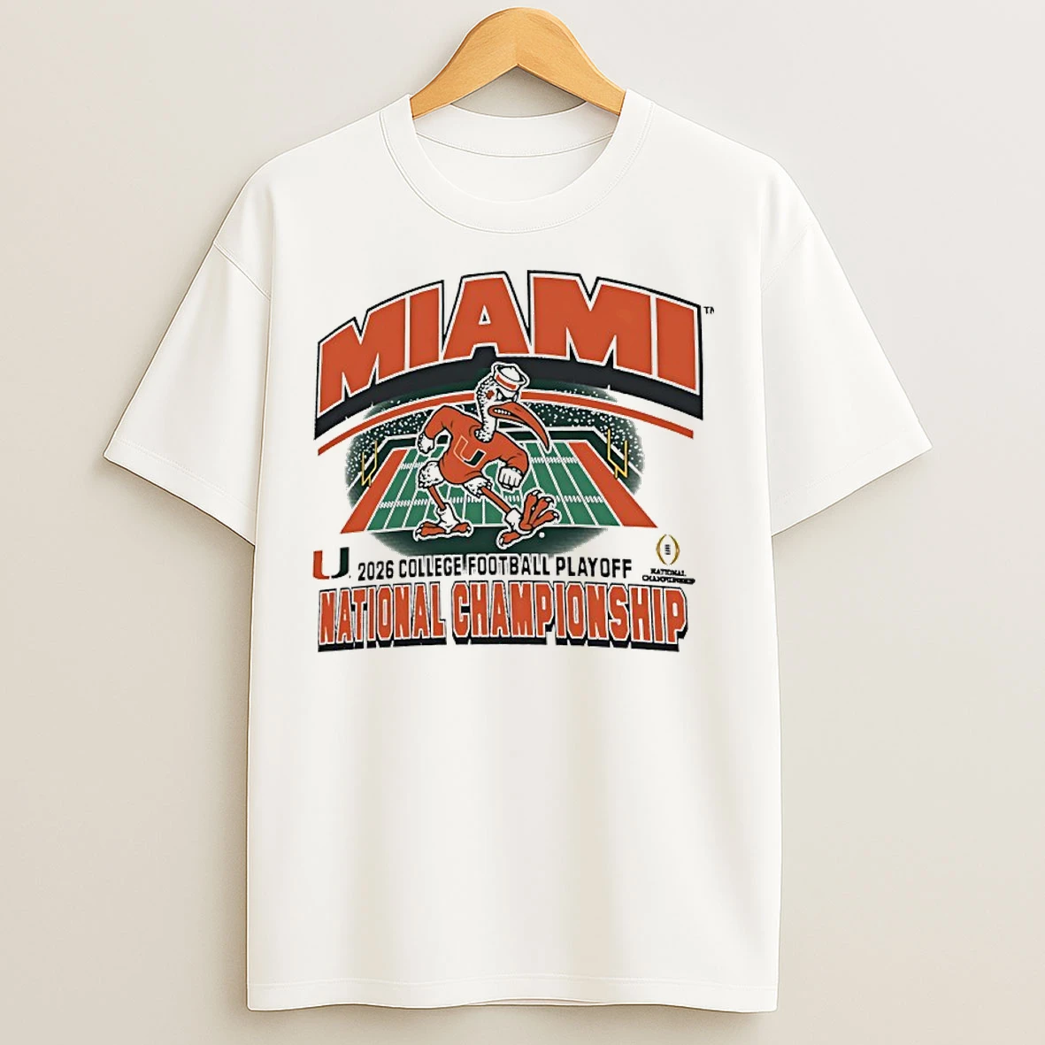 Classic 2026 College Football Playoff National Championship Miami Hurricanes Mascot T Shirts