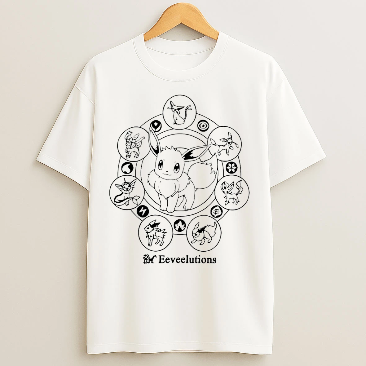 Classic 8thwndr Eeveelutions Pokemon Cartoon T Shirts