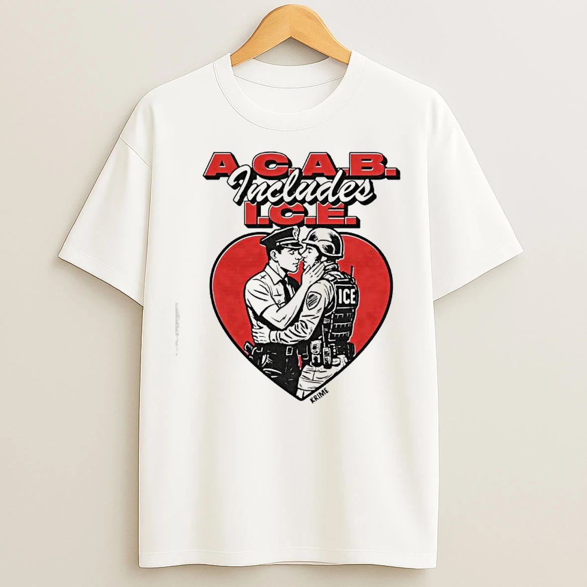 Classic Acab Includes Ice Anti Police Heart Shape T Shirts