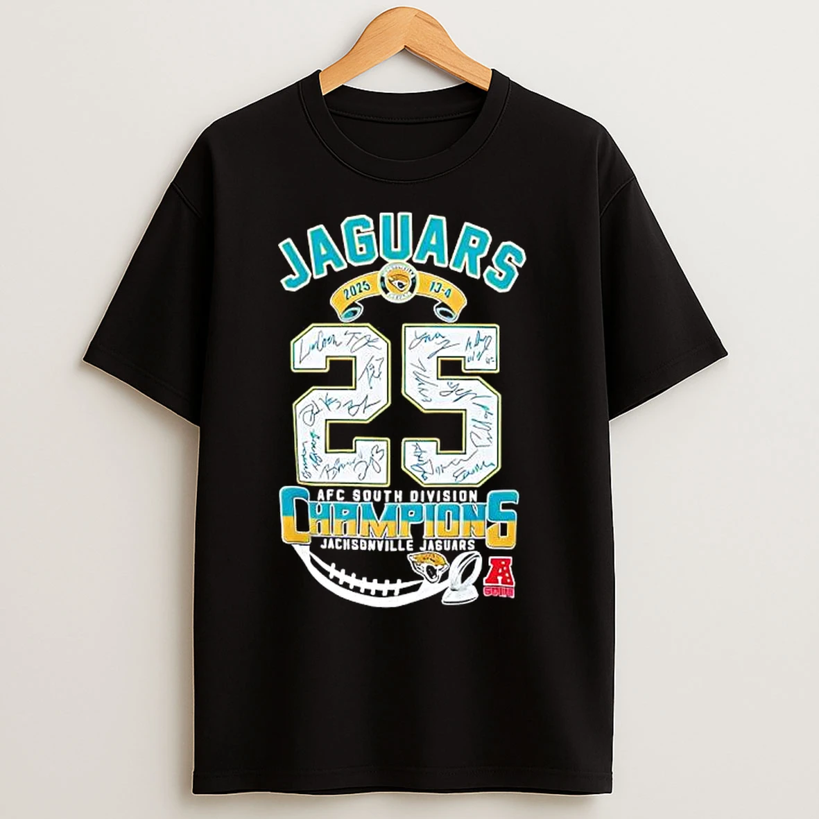 Classic Afc Jacksonville Jaguars 2025 Score 13 4 South Division Champions T Shirts