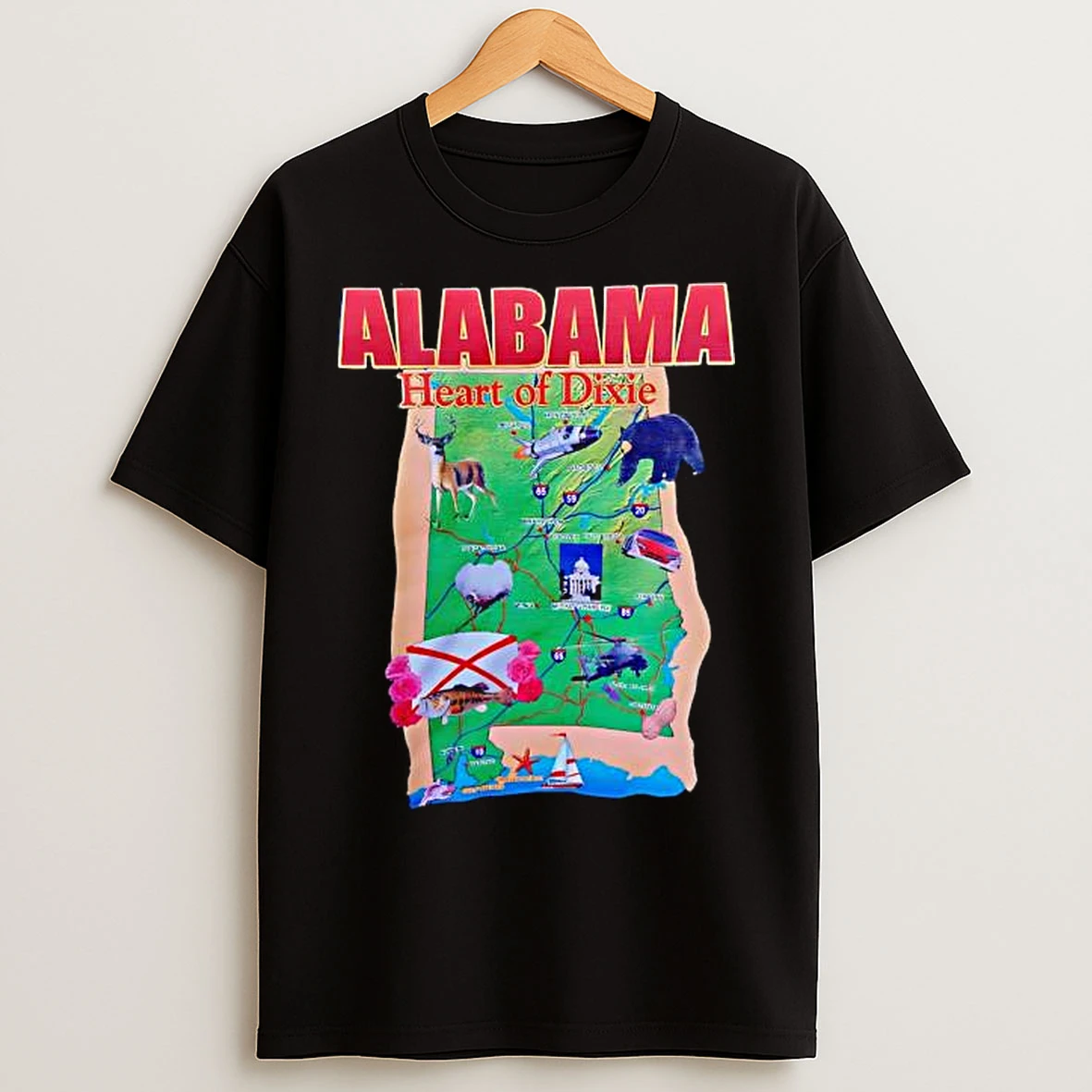 Classic Alabama Heart Of Dixie Animals Graphic T Shirts