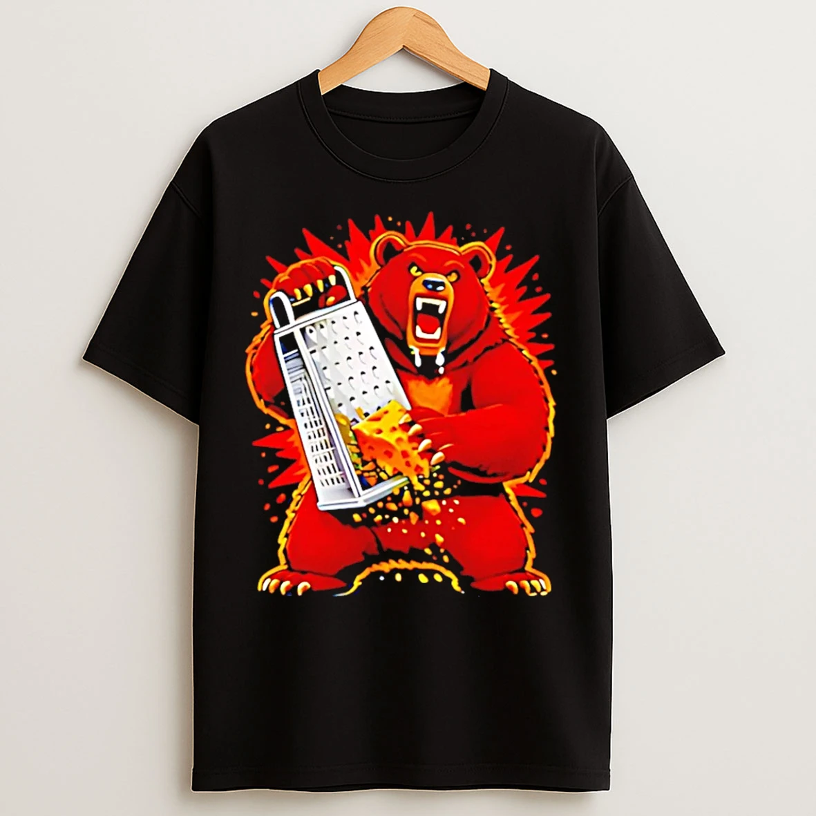 Classic Angry Bear Grating Cheese Grater Hater T Shirts