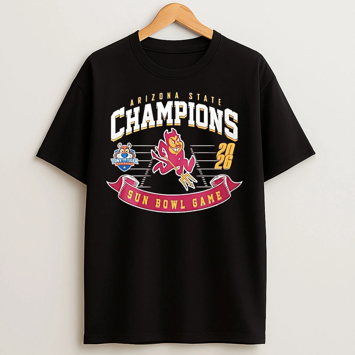 Classic Arizona State Sun Devils 2026 Sun Bowl Champions Football Field T Shirts