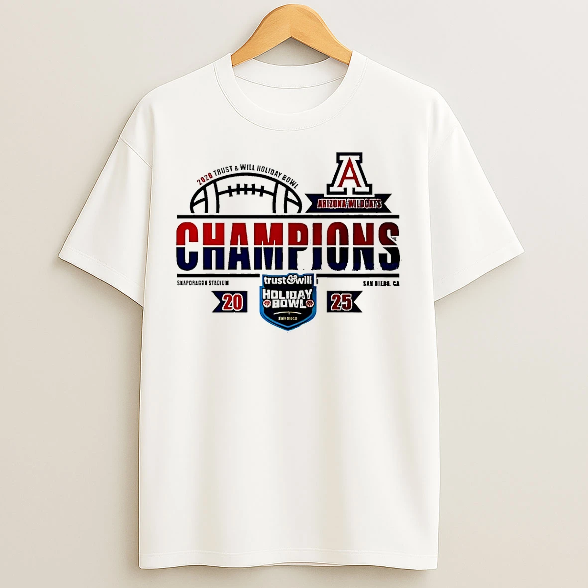Classic Arizona Wildcats Football 2026 Trust And Will Holiday Bowl Champions Logo T Shirts