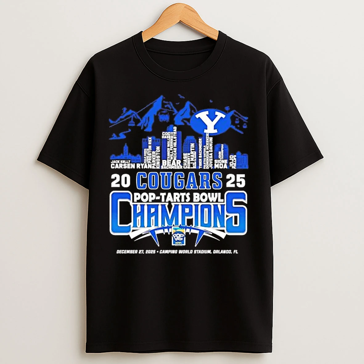 Classic Byu Cougars 2025 Pop Tarts Bowl Champion Players Names T Shirts
