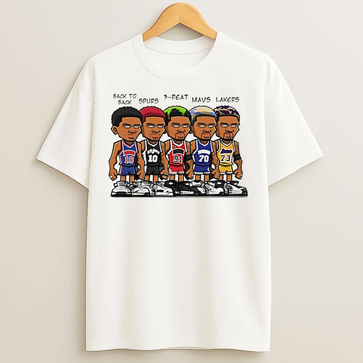 Classic Back To Back Spurs 3peat Mavs Lakers Nba Player Cartoon T Shirts