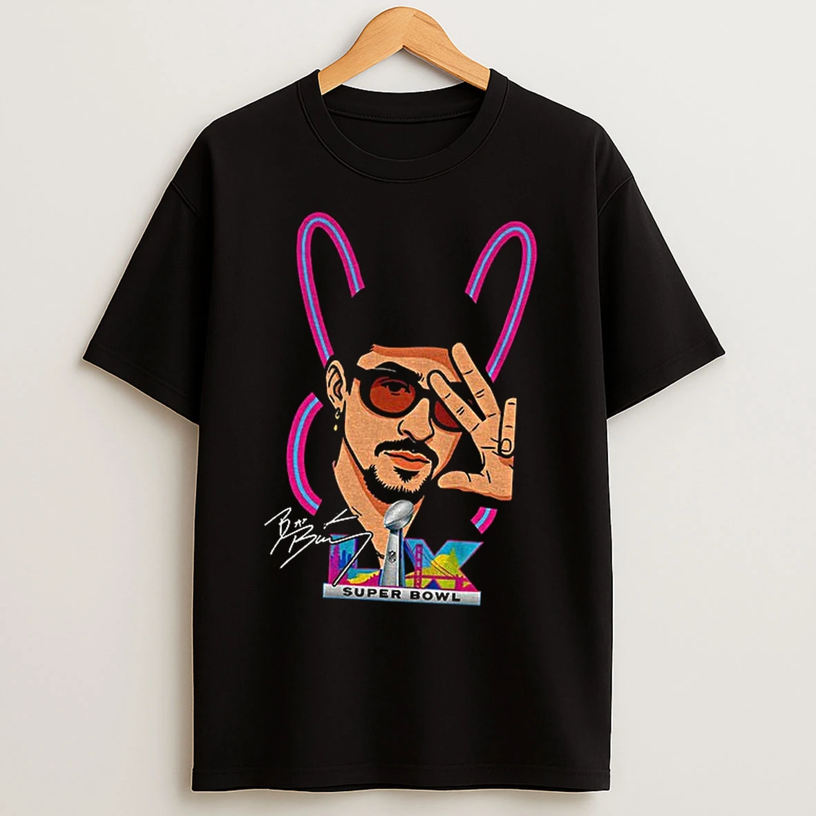 Classic Bad Bunny Lix Super Bowl Lx Puerto Rico Here For The Benito Bowl Signature T Shirts