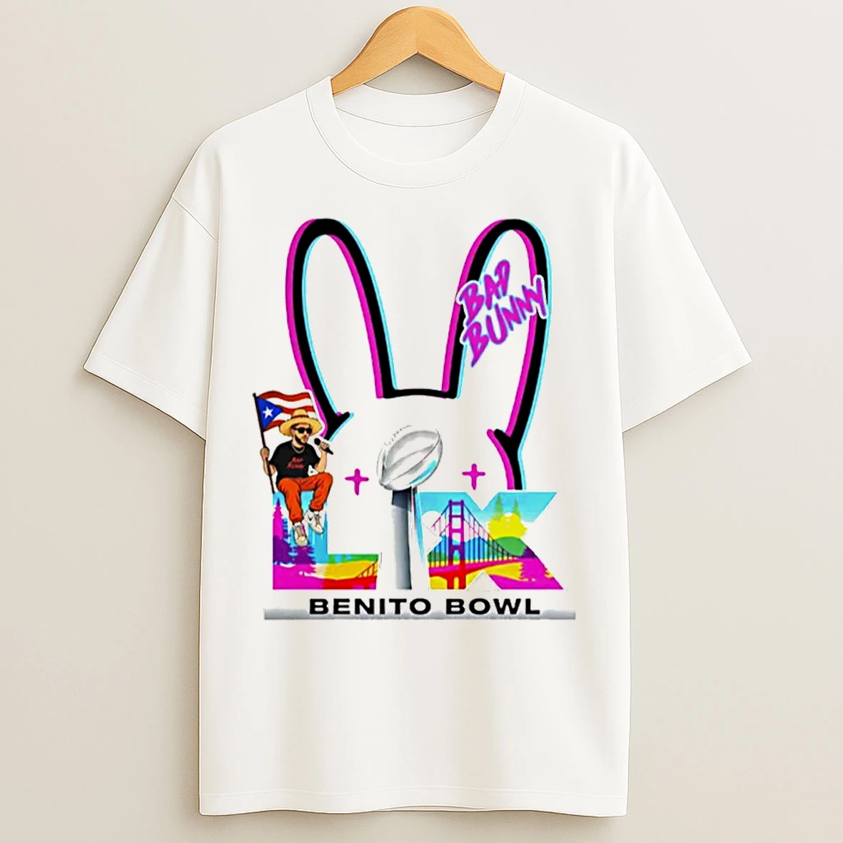 Classic Bad Bunny Puerto Rico Football Benito Bowl T Shirts