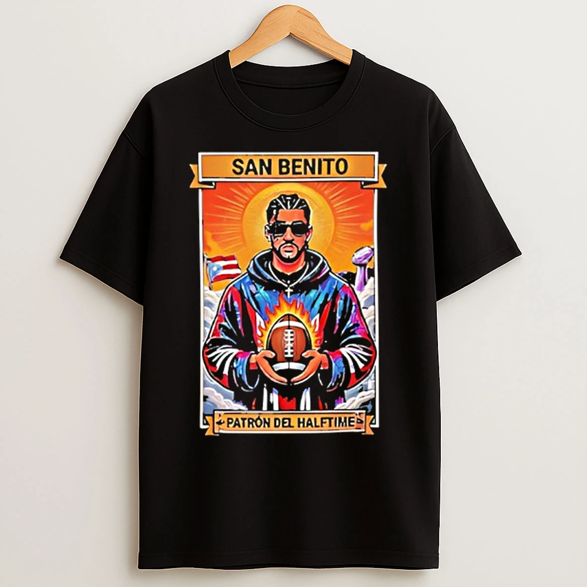 Classic Bad Bunny Super Bowl 2026 San Benito Patron Del Halftime T Shirts