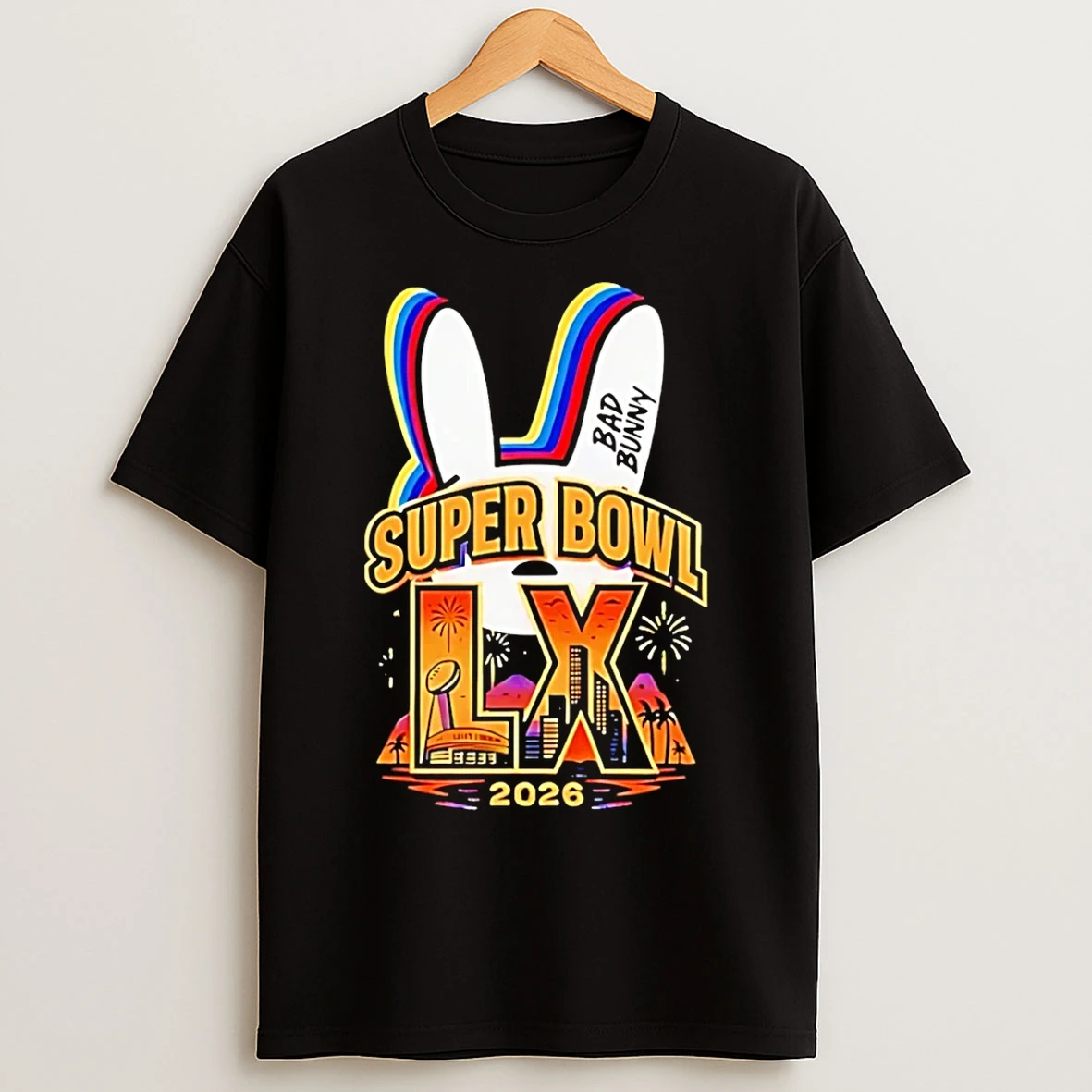 Classic Bad Bunny X Super Bowl Lx 2026 Skyline T Shirts