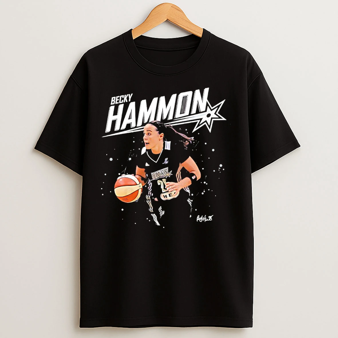 Classic Becky Hammon San Antonio Stars Signature Graphic T Shirts