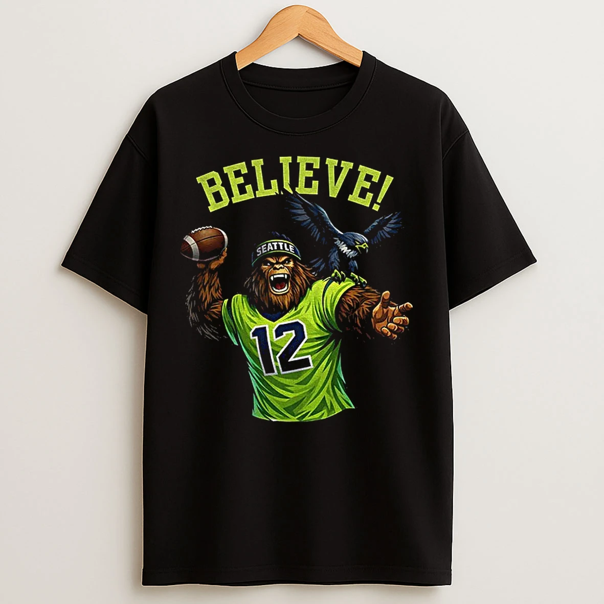 Classic Bigfoot Believe Twelfth Man Seattle Seahawks Game Day Football T Shirts