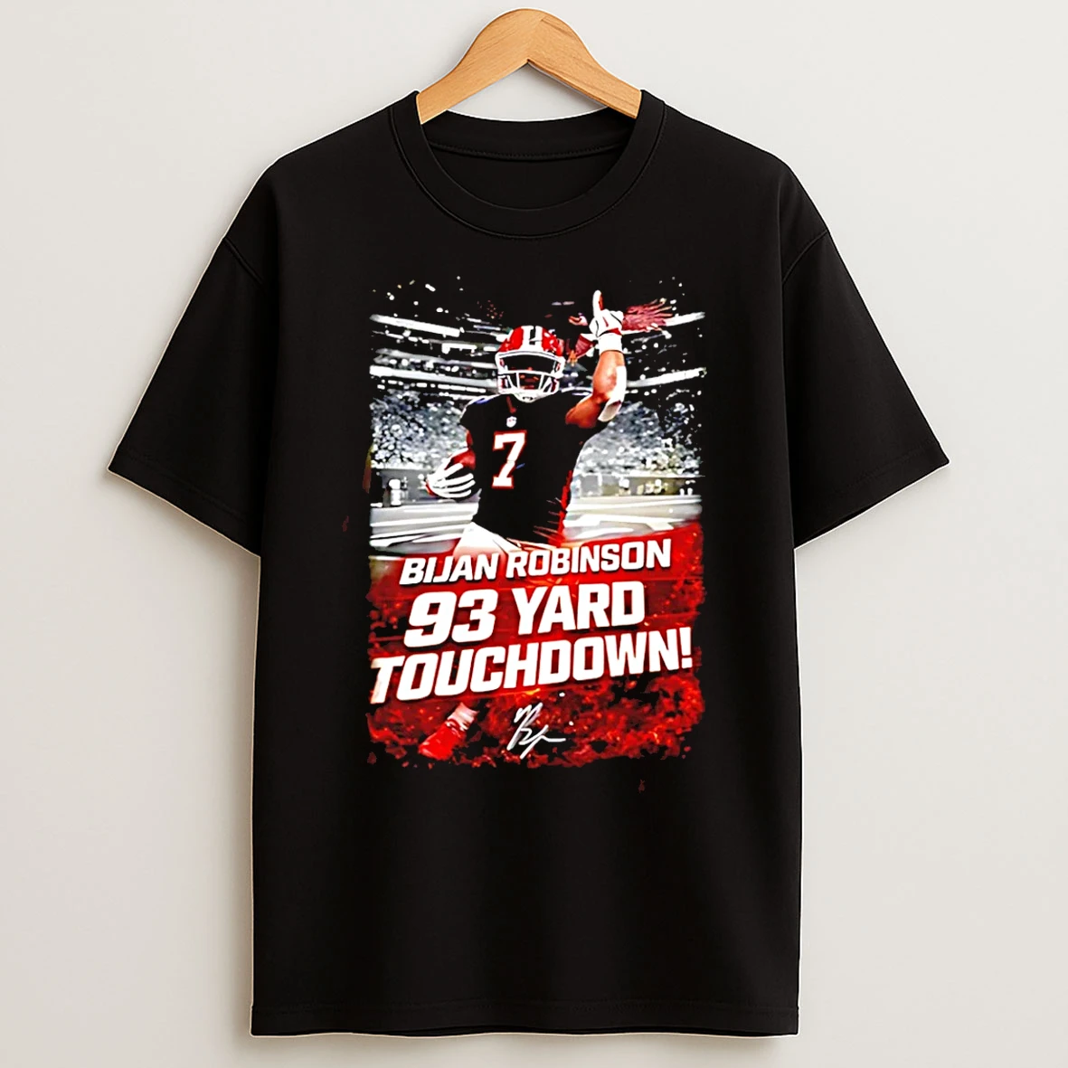 Classic Bijan Robinson 93 Yard Touchdown Falcons Beated Rams Nfl 2025 T Shirts