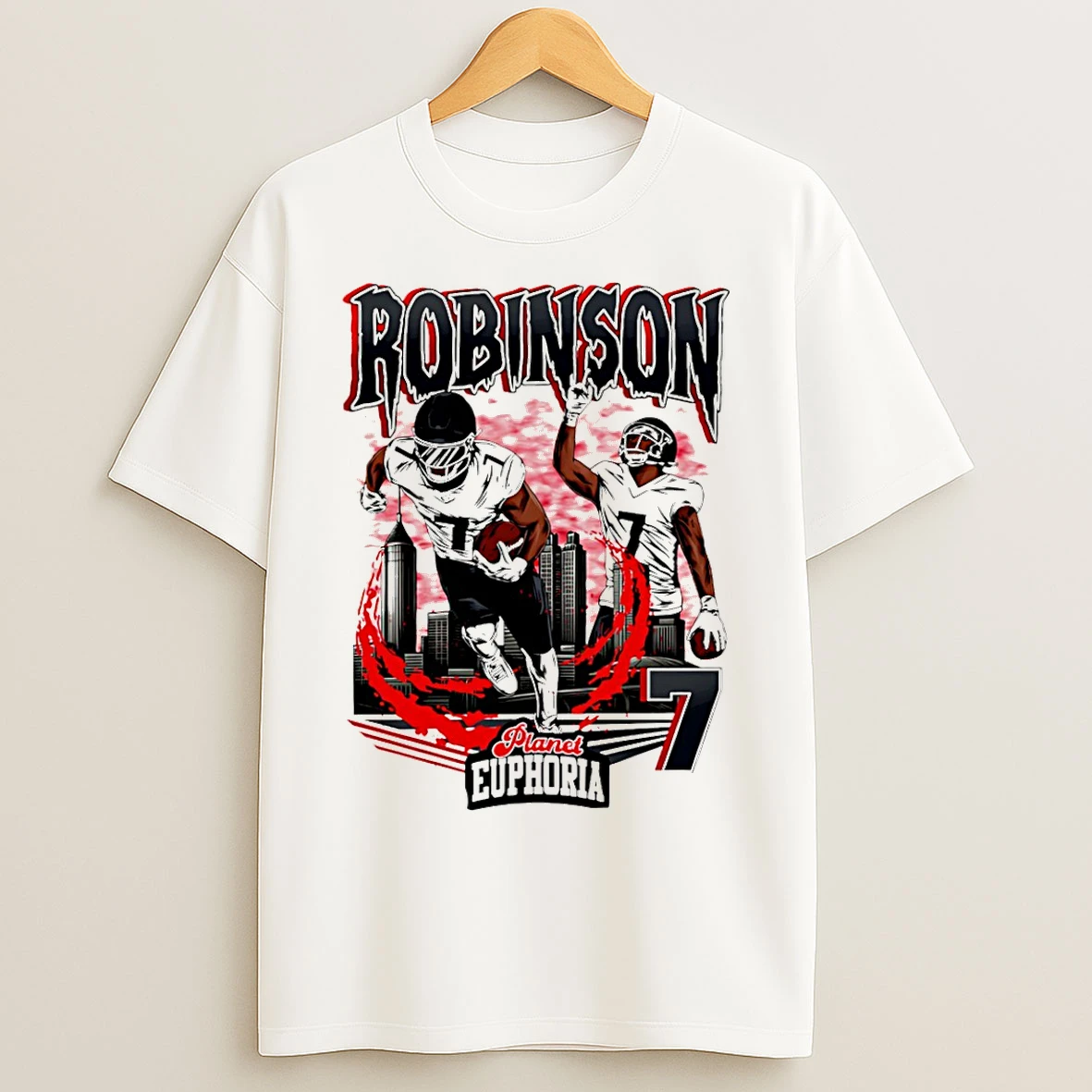 Classic Bijan Robinson Atlanta Falcons Comic City Skyline T Shirts