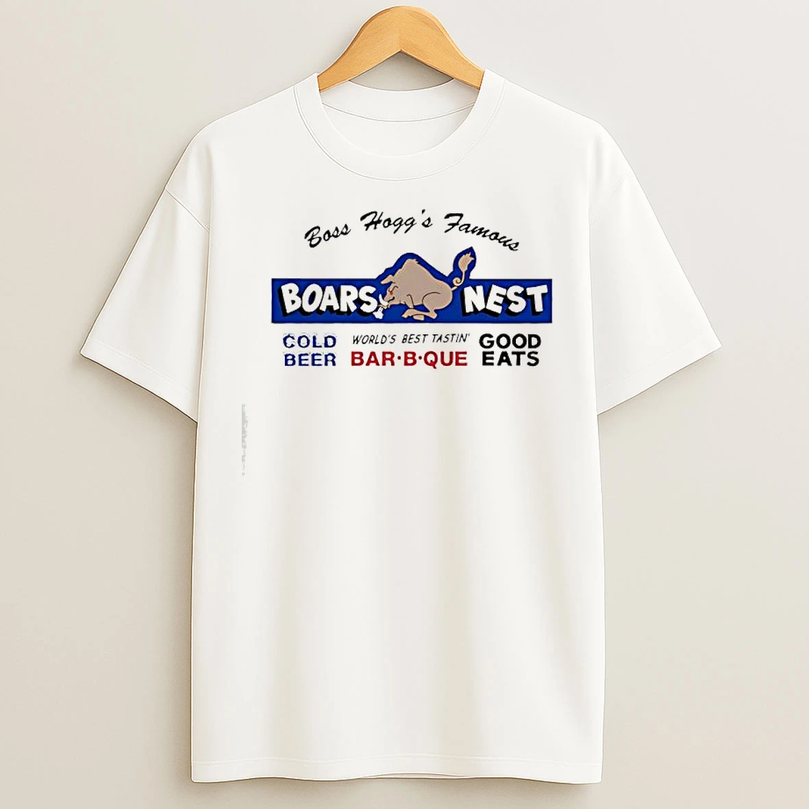 Classic Boss Hoggs Famous Boars Nest Cold Beer Worlds Best Tasting Bar B Que Good Eats T Shirts