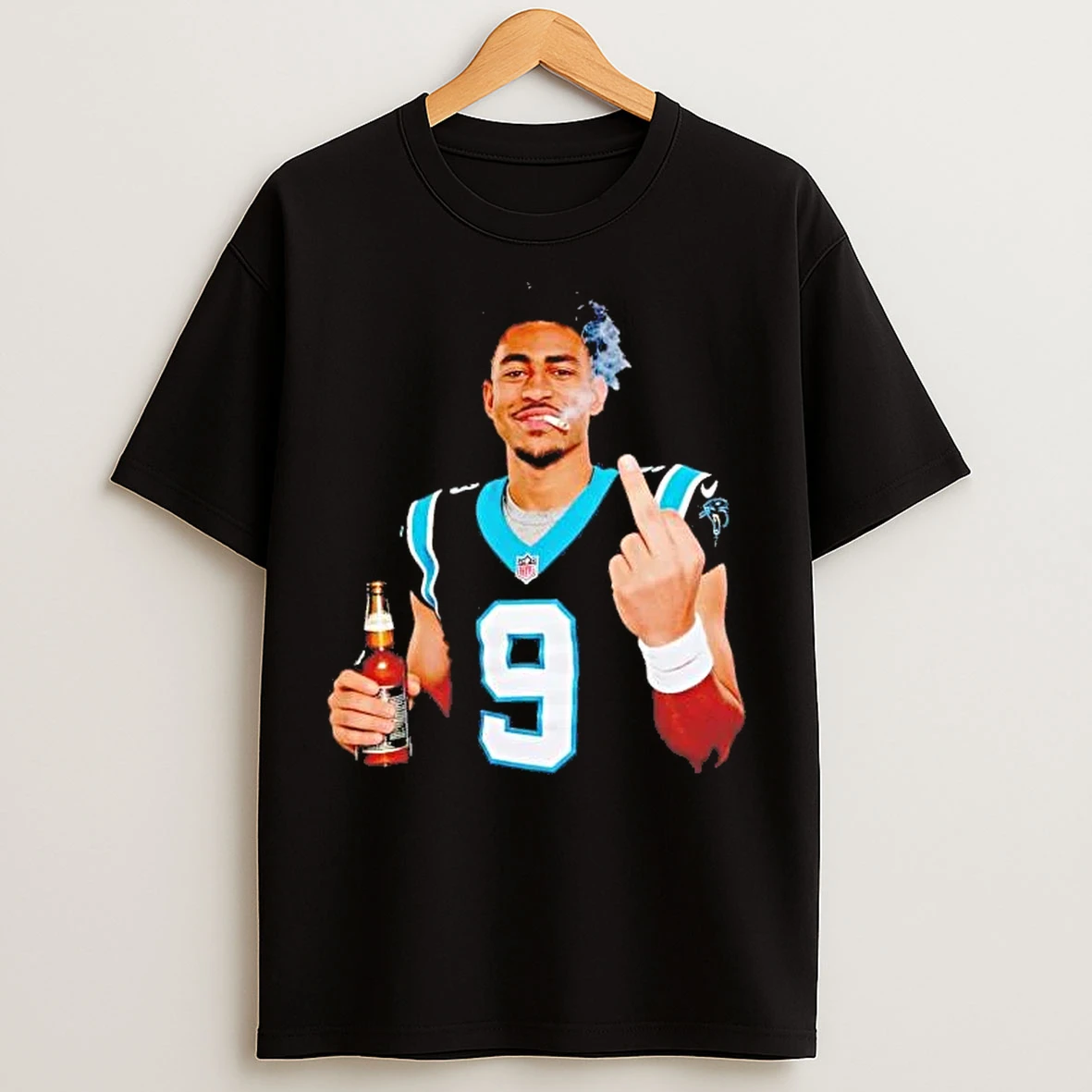 Classic Bryce Young Middle Finger Smoking And Drinking Beer T Shirts