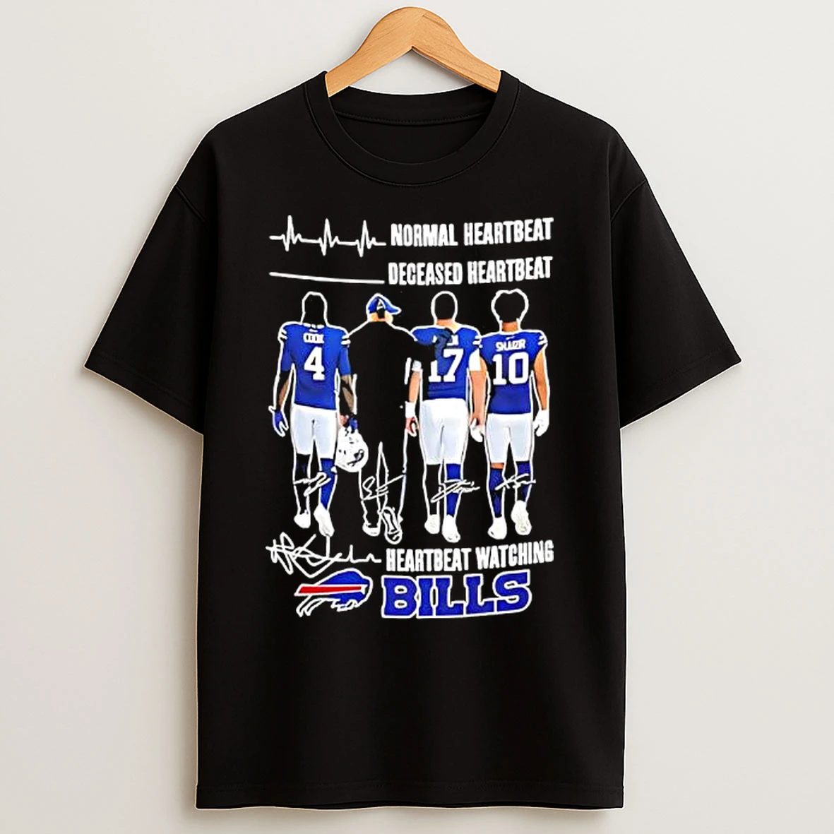Classic Buffalo Bills Normal Heartbeat Deceased Heartbeat And Heartbeat Watching Signatures T Shirts