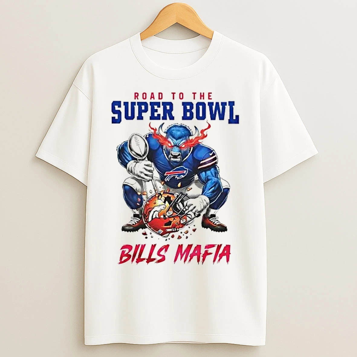 Classic Buffalo Bills Road To The Super Bowl Mascot Trophy T Shirts