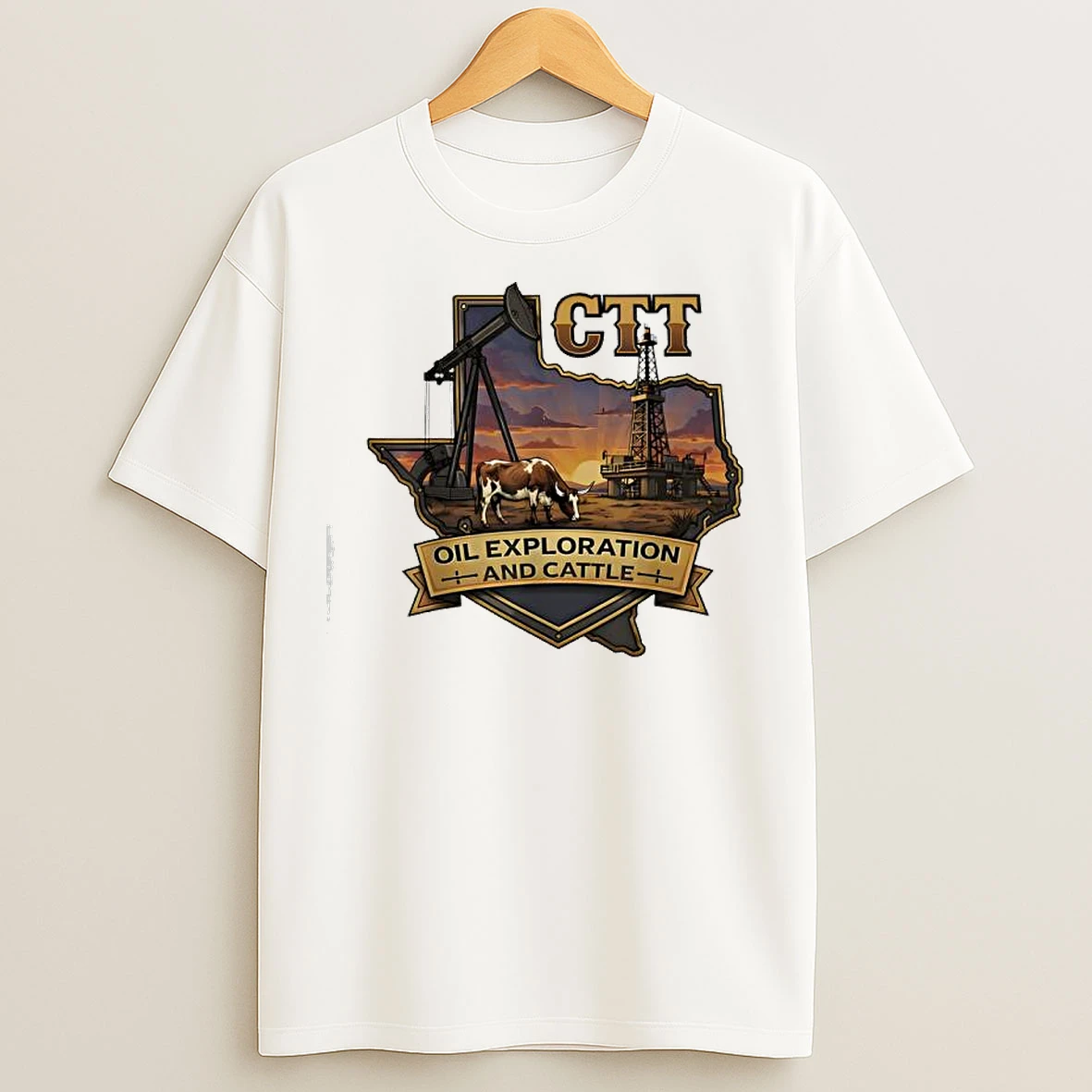Classic Ctt Oil Exploration Cattle Company Texas Retro T Shirts