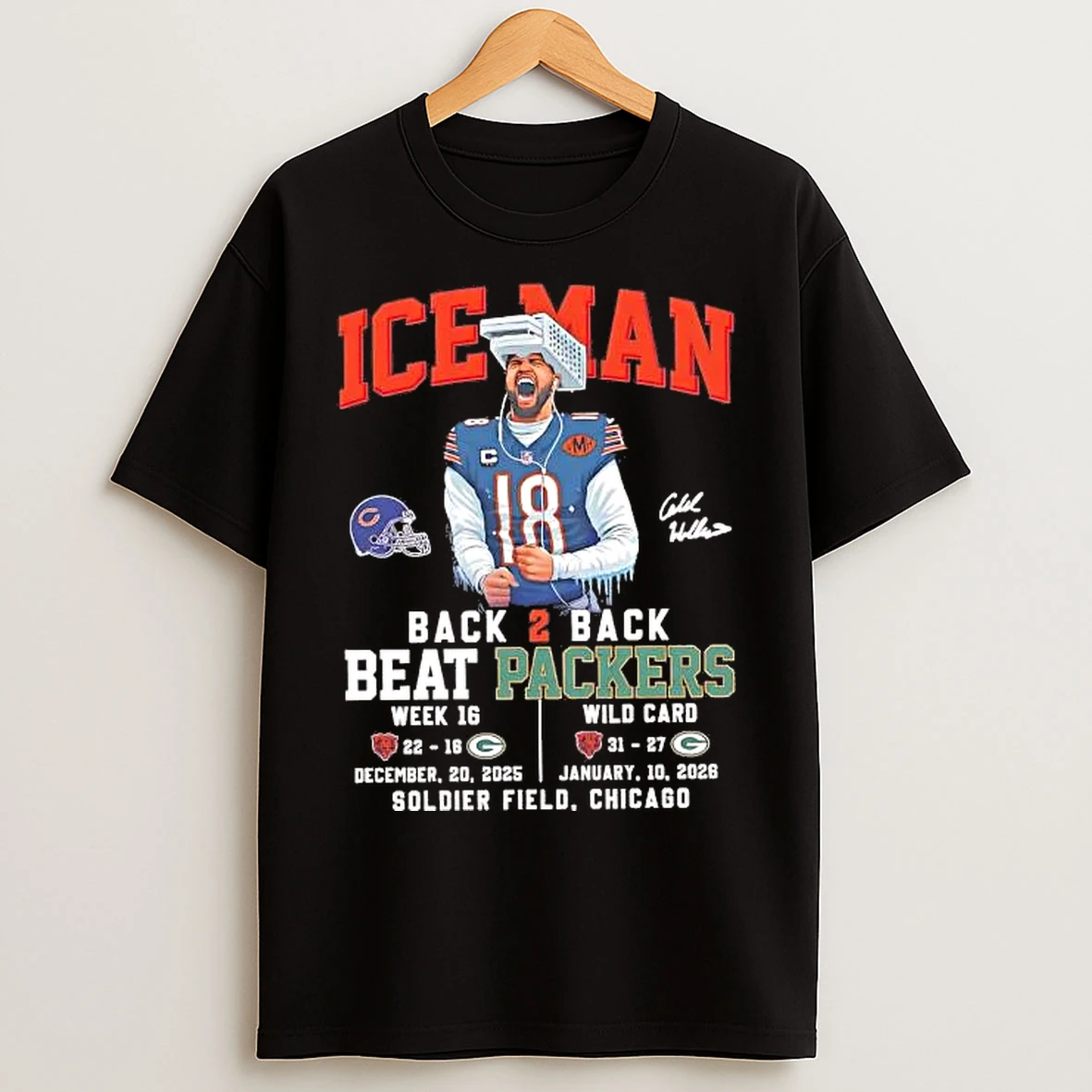 Classic Caleb Williams Iceman Back 2 Back Beat Packers Field T Shirts