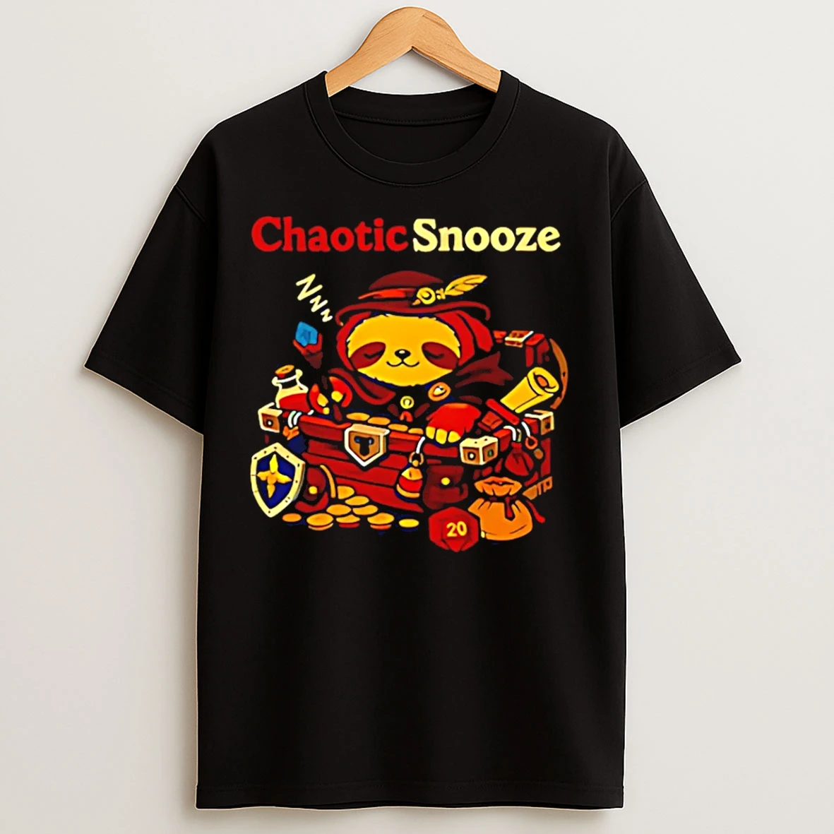 Classic Chaotic Snooze Sloth Dungeons And Dragons T Shirts