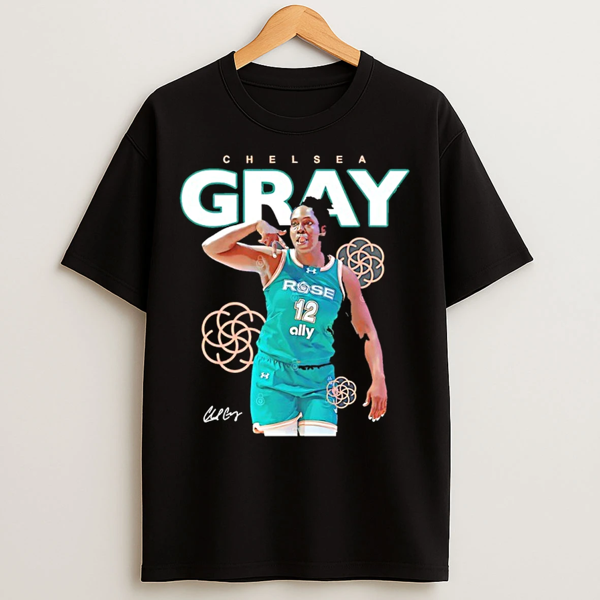 Classic Chelsea Gray Rose Bc Posing Unrivaled Graphic Signature T Shirts